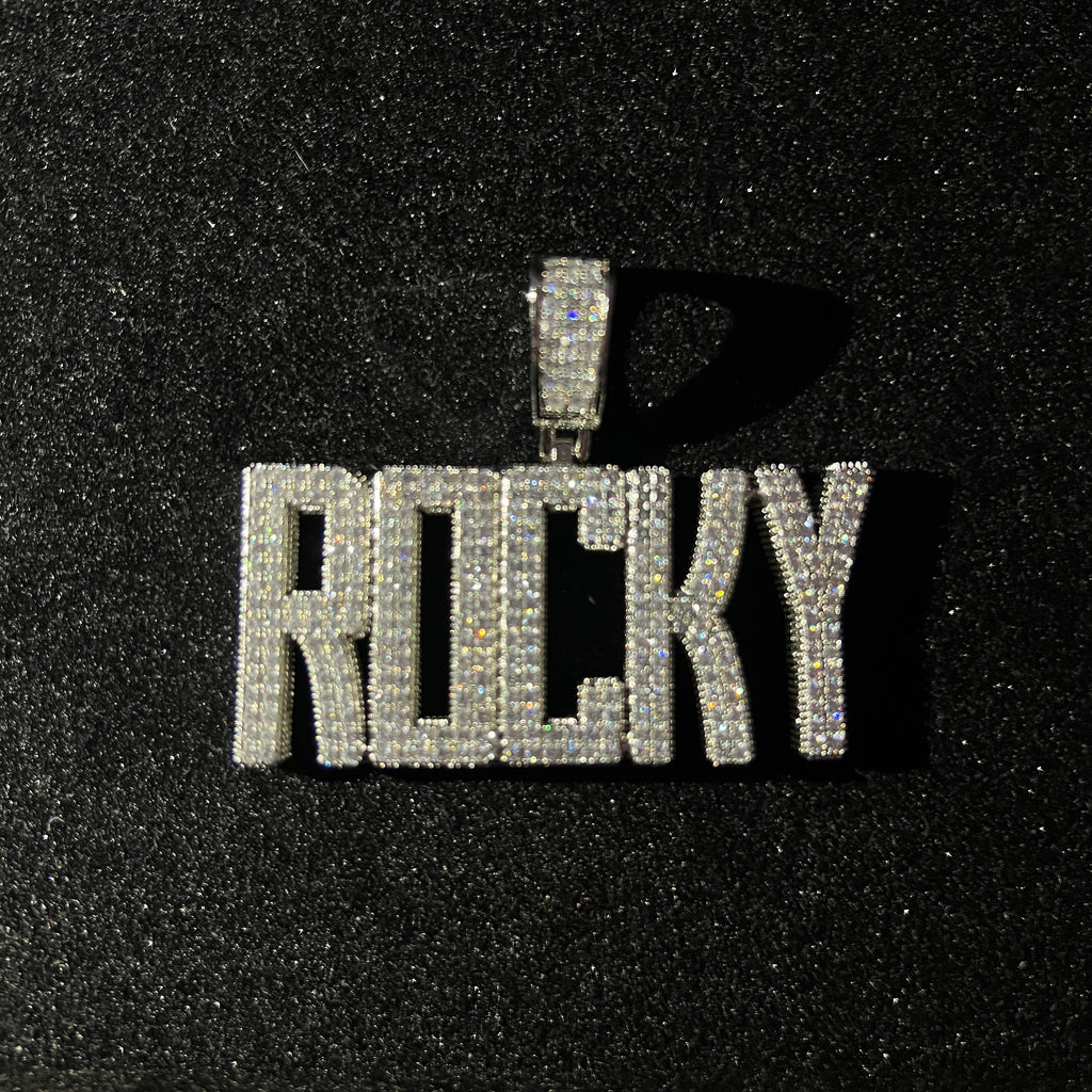 Custom flooded name square pendant