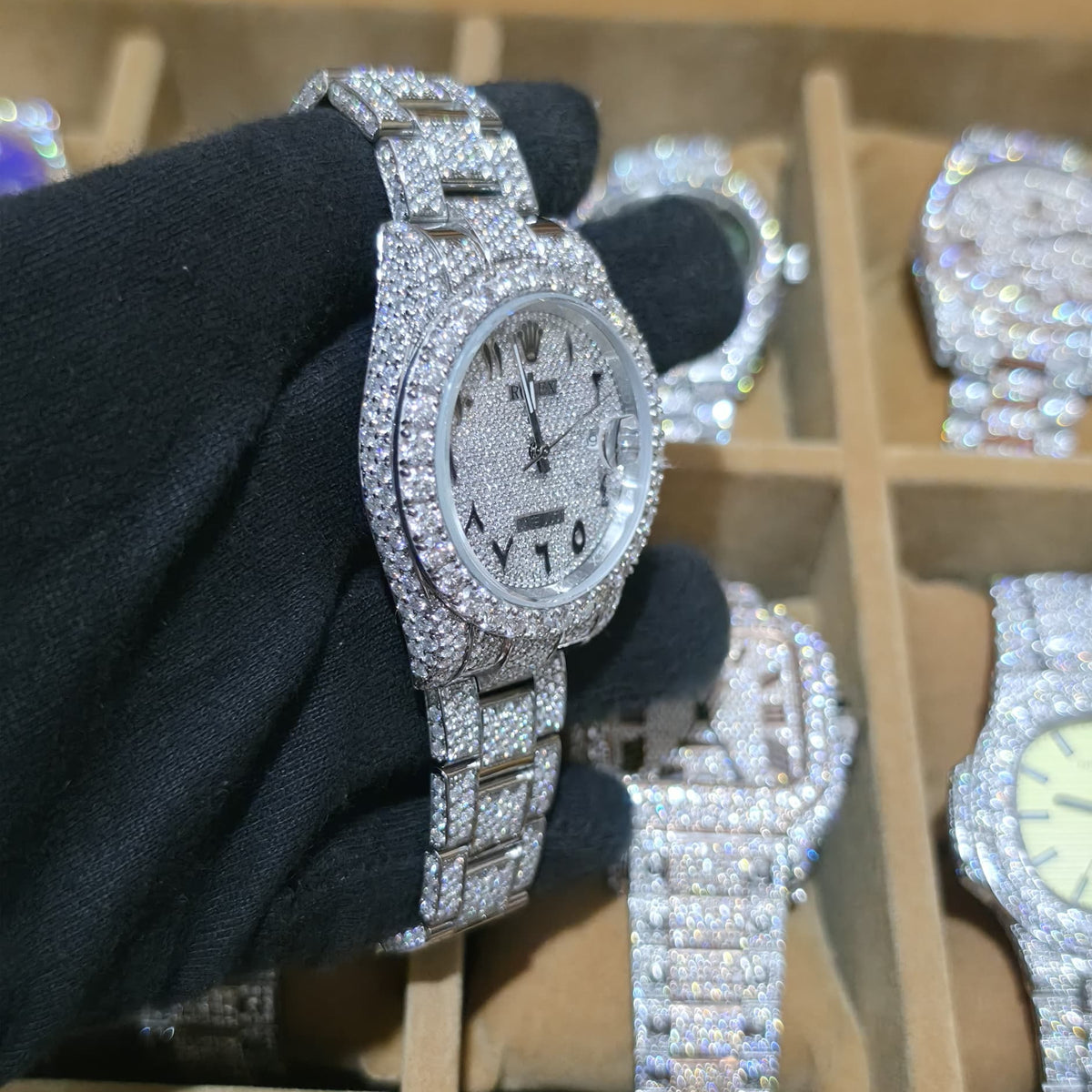 Rolex Datejust Arabic Dial Watch - silver