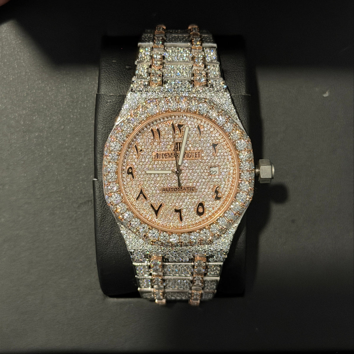 Audemars Piguet (AP) Royal Oak Moissanite Watch — Two-Tone Rose Gold