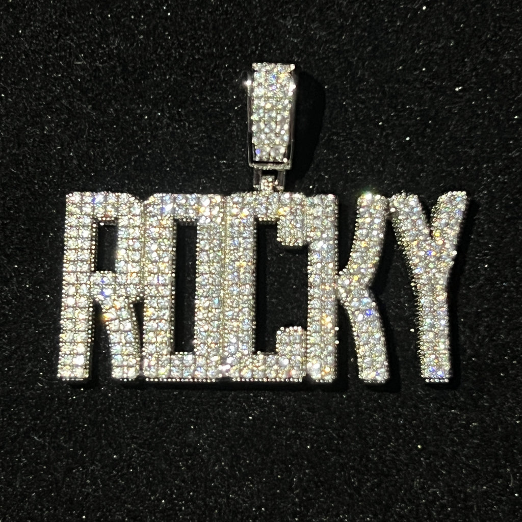 Custom flooded name square pendant