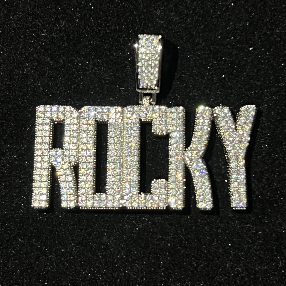 Custom flooded name square pendant