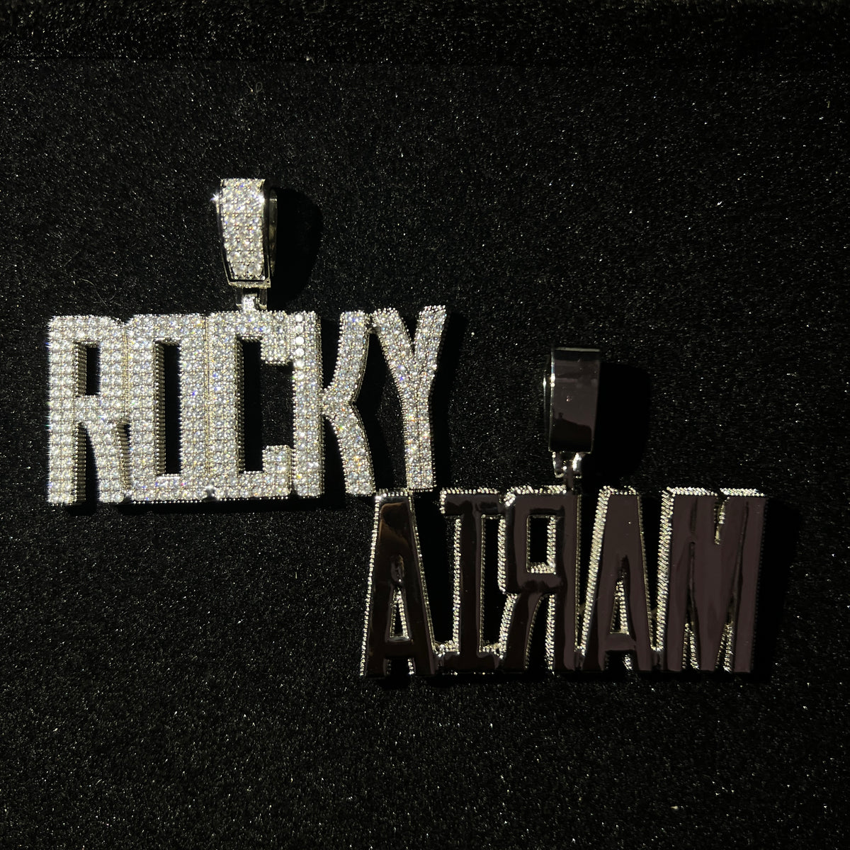 Custom flooded name square pendant