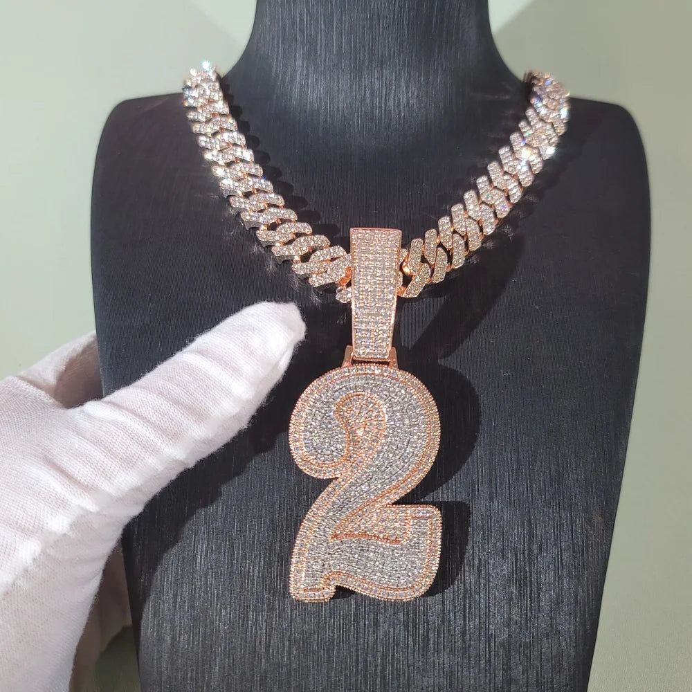 Pave Pendant flooded pendant With 12MM Cuban Link
