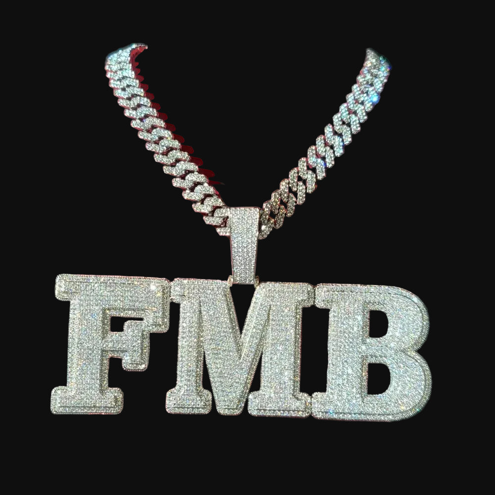 Pave Pendant flooded pendant With 12MM Cuban Link