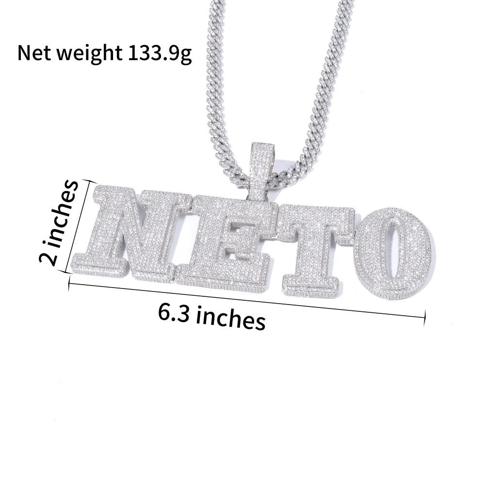 Pave Pendant flooded pendant With 12MM Cuban Link
