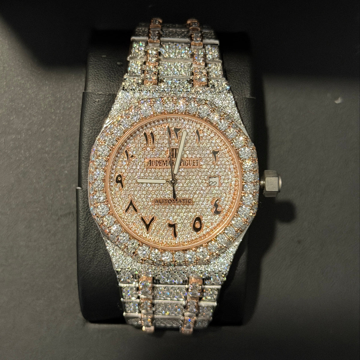 Audemars Piguet (AP) Royal Oak Moissanite Watch — Two-Tone Rose Gold