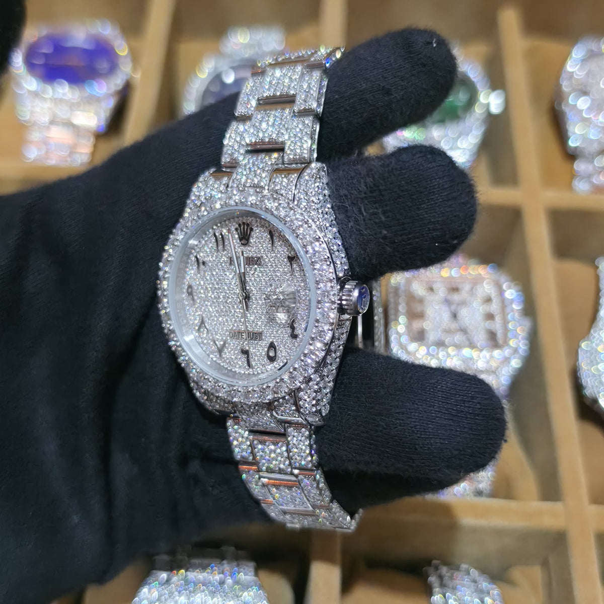 Rolex Datejust Arabic Dial Watch - silver
