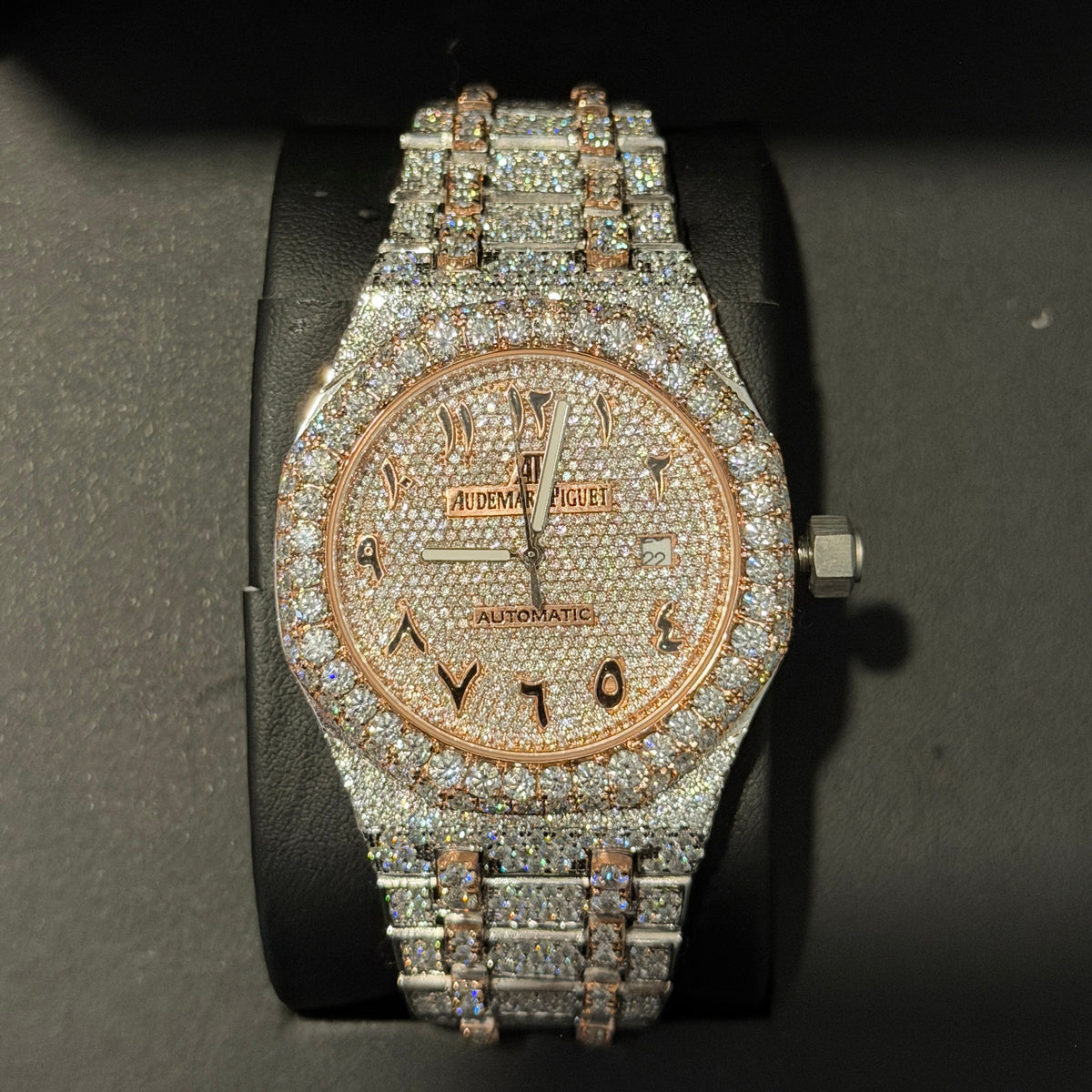 Audemars Piguet (AP) Royal Oak Moissanite Watch — Two-Tone Rose Gold