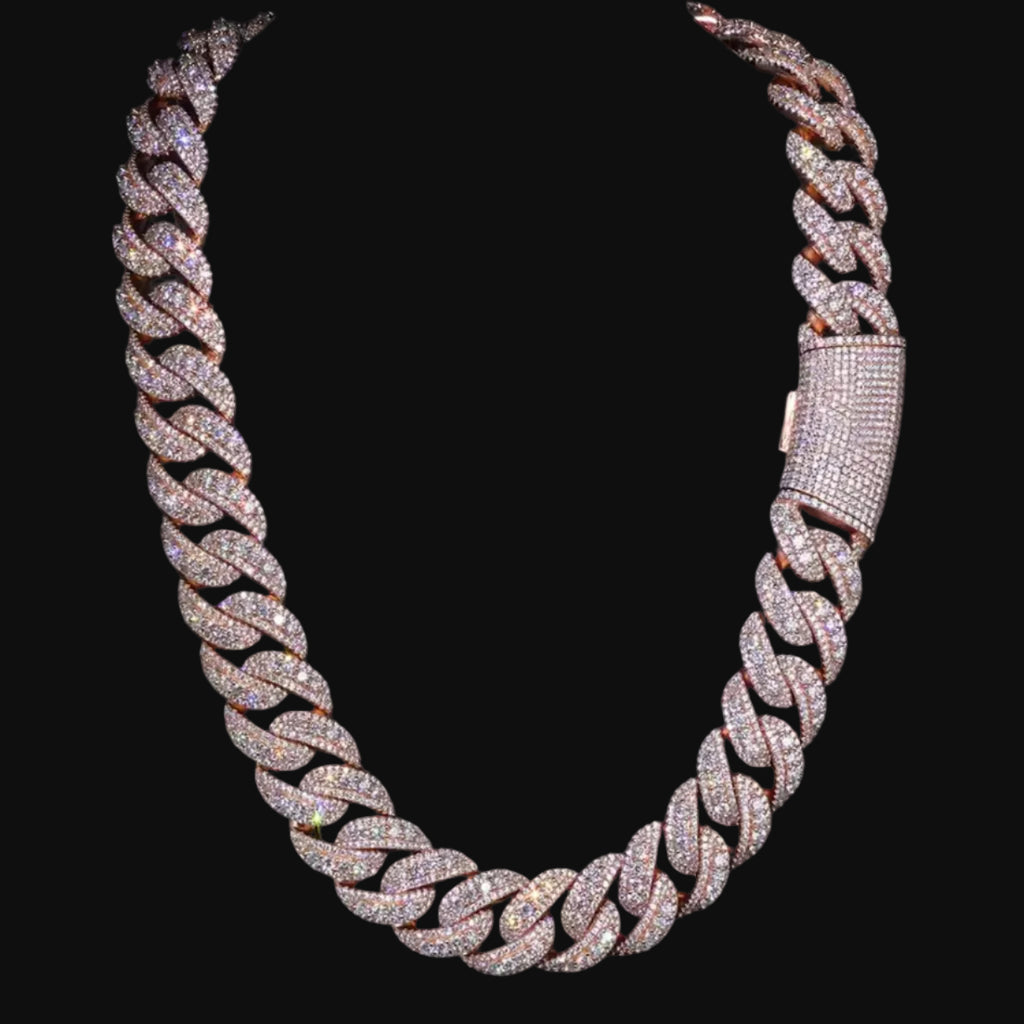 raised pointer 22MM Cuban chain silver, gold, rose gold