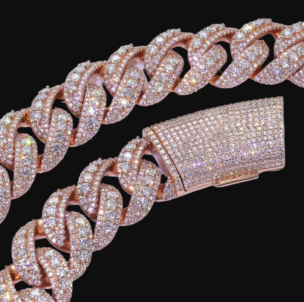 22mm Width Moissanite Cuban Necklace  VVS1 Cuban Chain / Bracelet