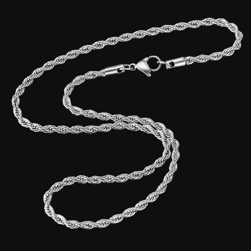 twisted rope chain, width 3MM 316L stainless steel  45-70CM