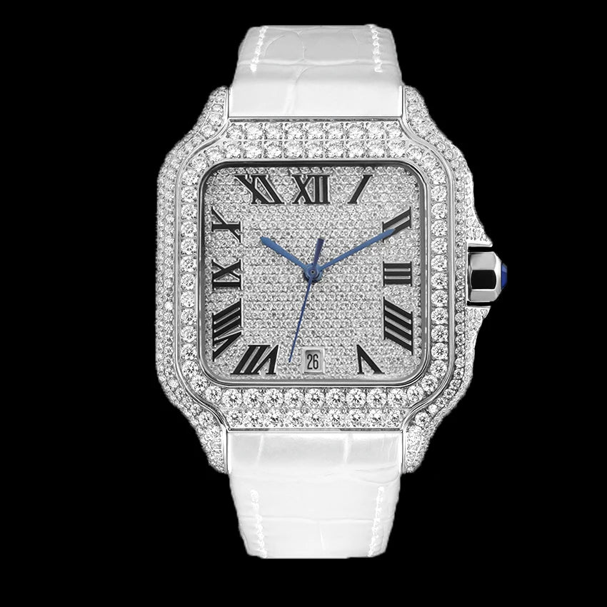 cartier style Moissanite Watch Stainless Steel Mechanical Automatic