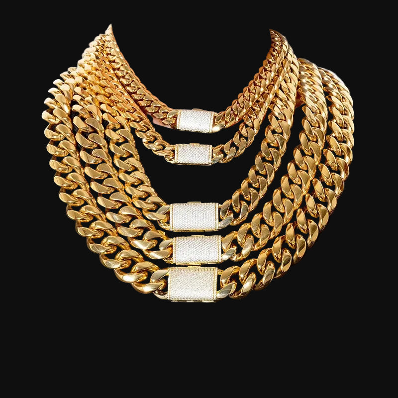 12/14/18/20/22mm Big Heavy Solid Stainless Steel Cuban Miami Link Chain