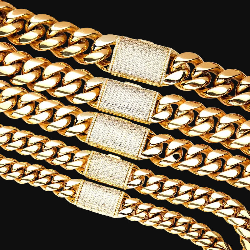 12/14/18/20/22mm Big Heavy Solid Stainless Steel Cuban Miami Link Chain