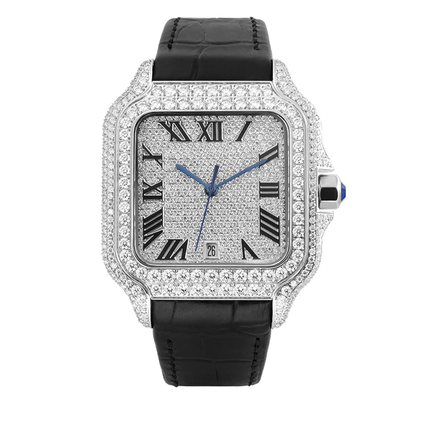 cartier style Moissanite Watch Stainless Steel Mechanical Automatic