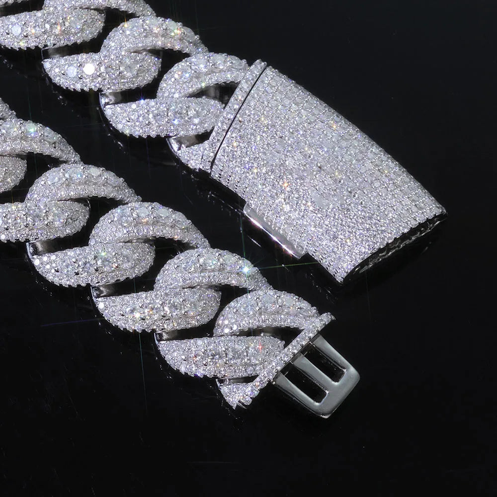 22mm Width Moissanite Cuban Necklace  VVS1 Cuban Chain / Bracelet
