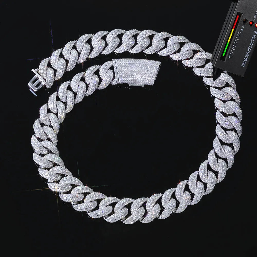 22mm Width Moissanite Cuban Necklace  VVS1 Cuban Chain / Bracelet