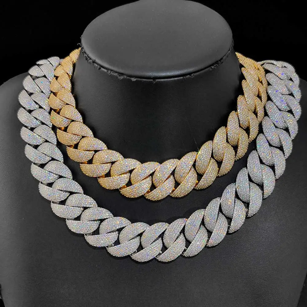24mm Diamond Chain flooded CZ Silver/Gold Plated