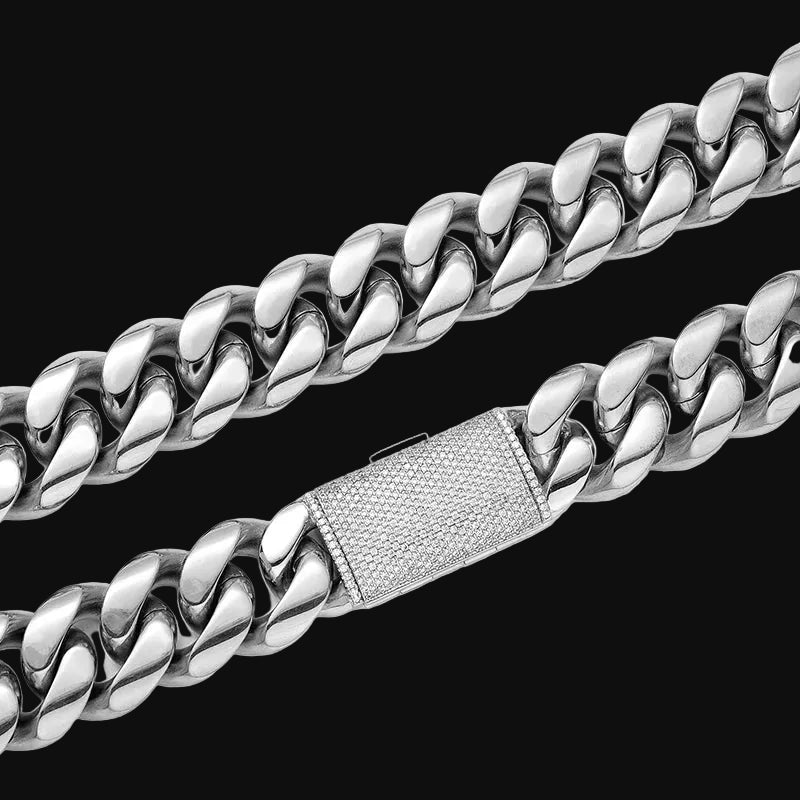 12/14/18/20/22mm Big Heavy Solid Stainless Steel Cuban Miami Link Chain