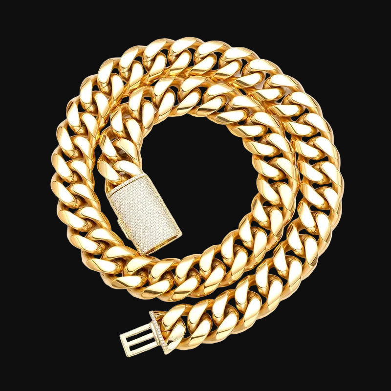12/14/18/20/22mm Big Heavy Solid Stainless Steel Cuban Miami Link Chain