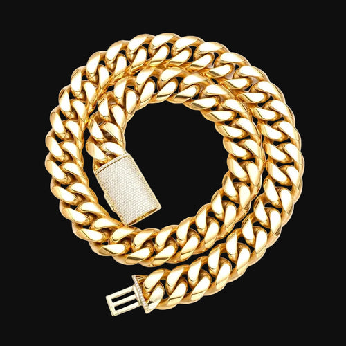 12/14/18/20/22mm Big Heavy Solid Stainless Steel Cuban Miami Link Chain