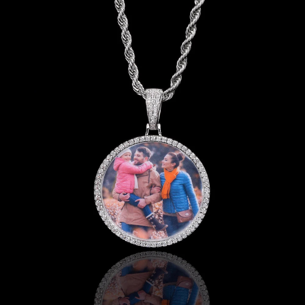 35mm 45mm 68mm custom Circle Photo Pendant Chain