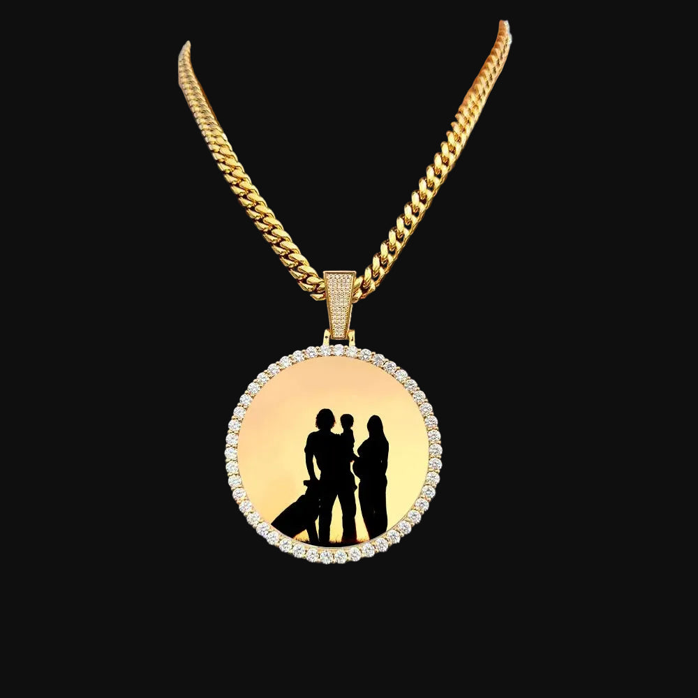 35mm 45mm 68mm custom Circle Photo Pendant Chain