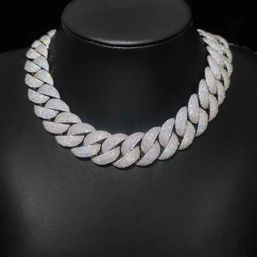 24mm Diamond Chain flooded CZ Silver/Gold Plated