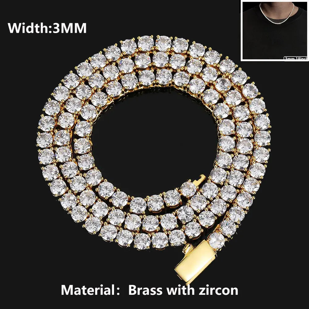 flooded Tennis Chain Iced Out 18k silver & Gold Plated