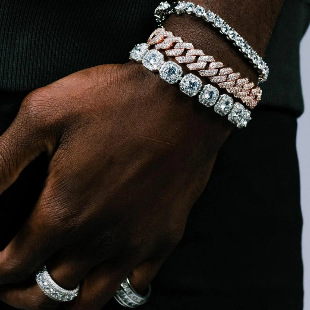 flooded Tennis Chain Iced Out 18k silver & Gold Plated