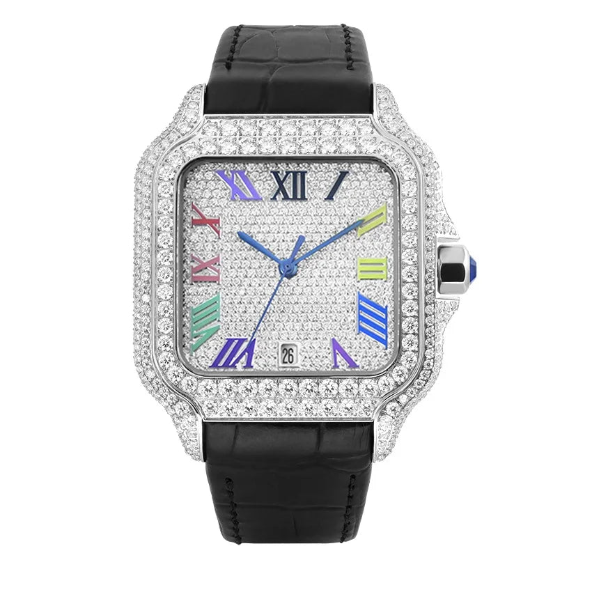 cartier style Moissanite Watch Stainless Steel Mechanical Automatic