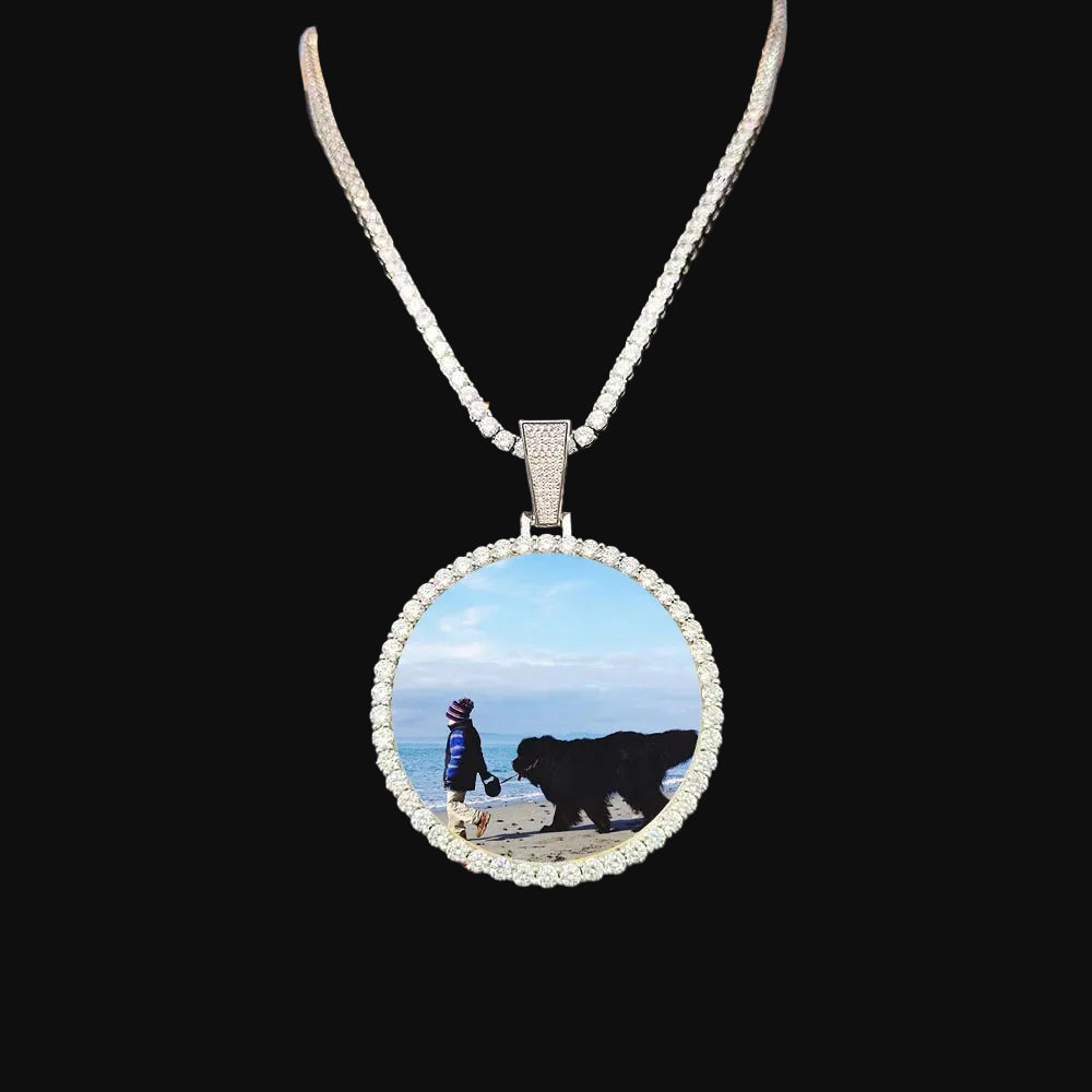 35mm 45mm 68mm custom Circle Photo Pendant Chain