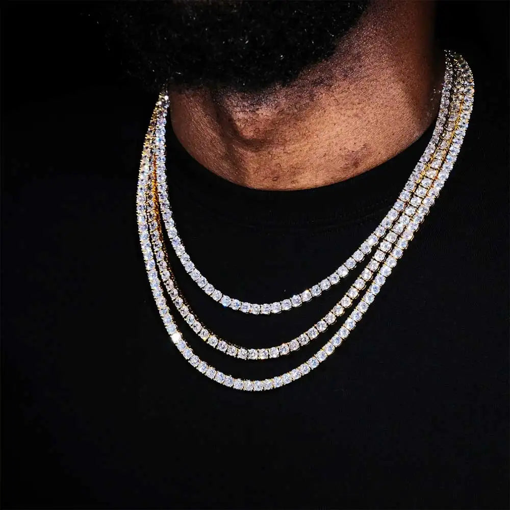 flooded Tennis Chain Iced Out 18k silver & Gold Plated