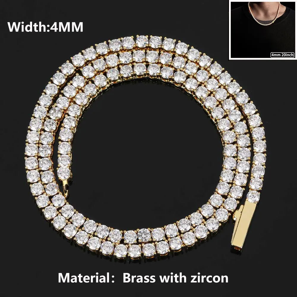 flooded Tennis Chain Iced Out 18k silver & Gold Plated