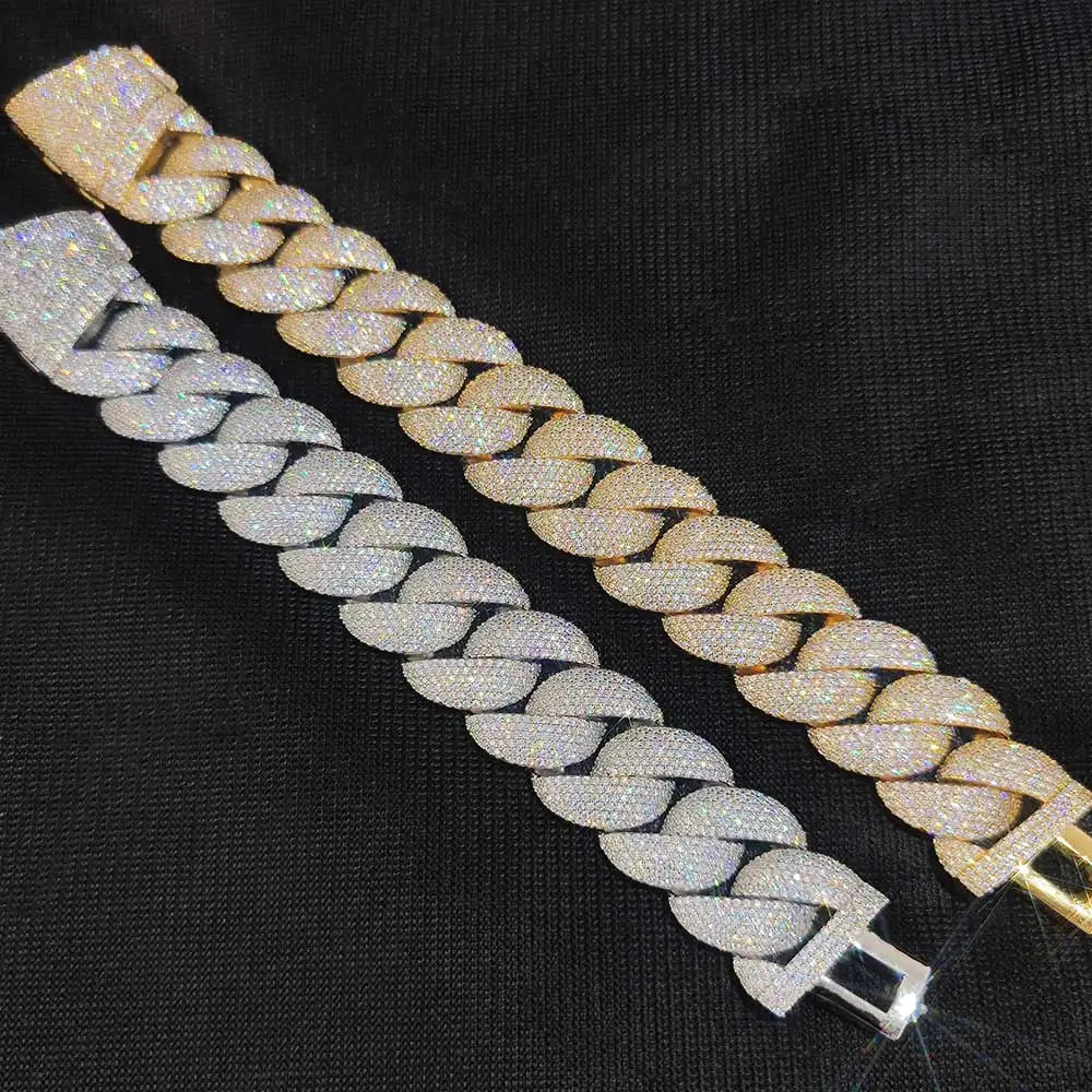 24mm Diamond Chain flooded CZ Silver/Gold Plated