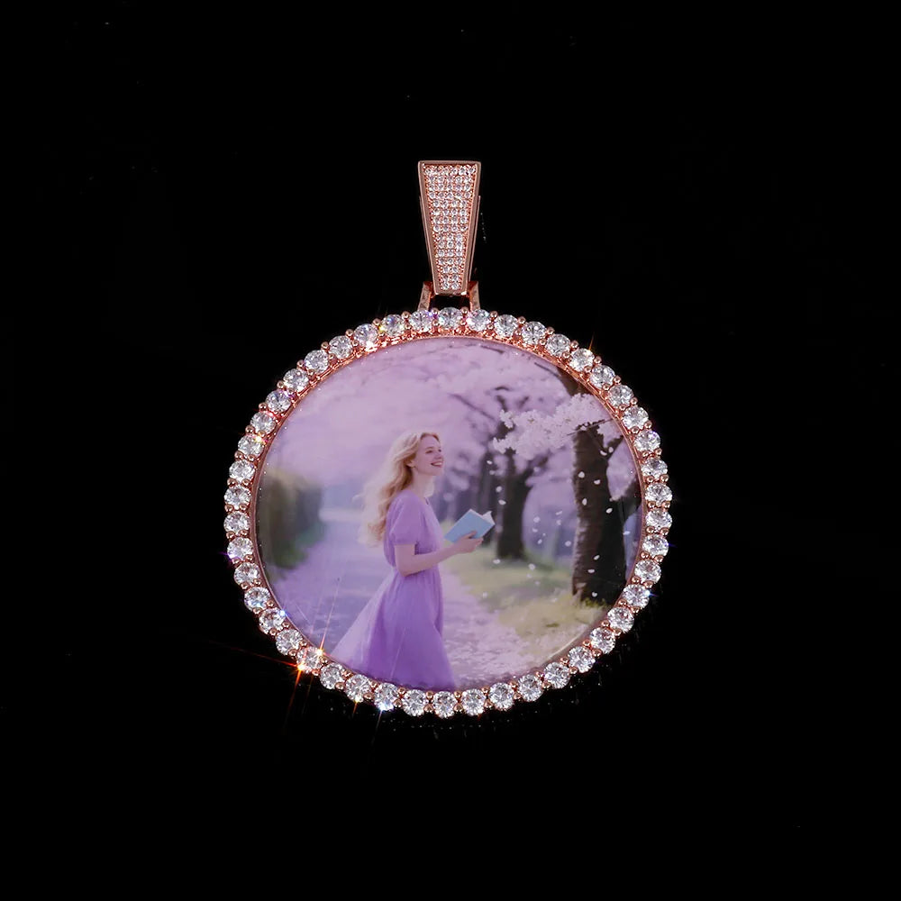 35mm 45mm 68mm custom Circle Photo Pendant Chain