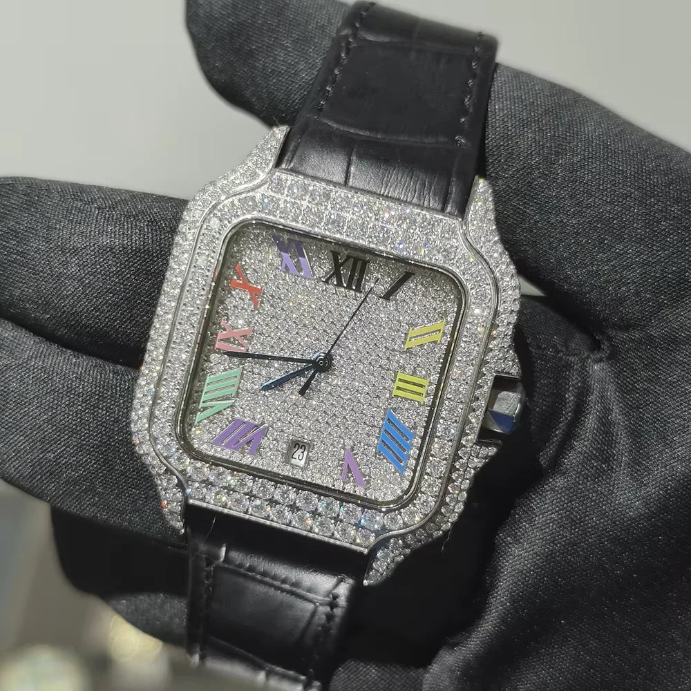 cartier style Moissanite Watch Stainless Steel Mechanical Automatic