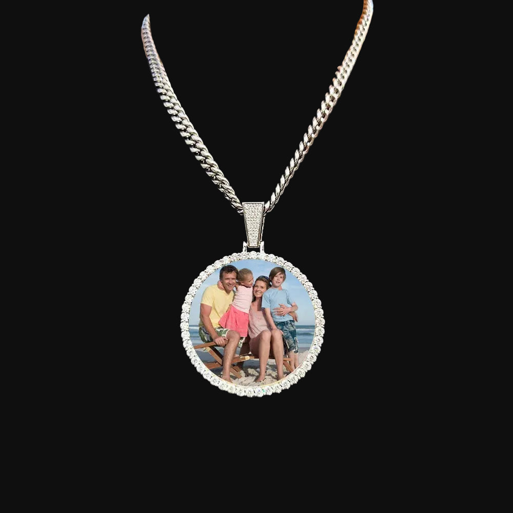 35mm 45mm 68mm custom Circle Photo Pendant Chain