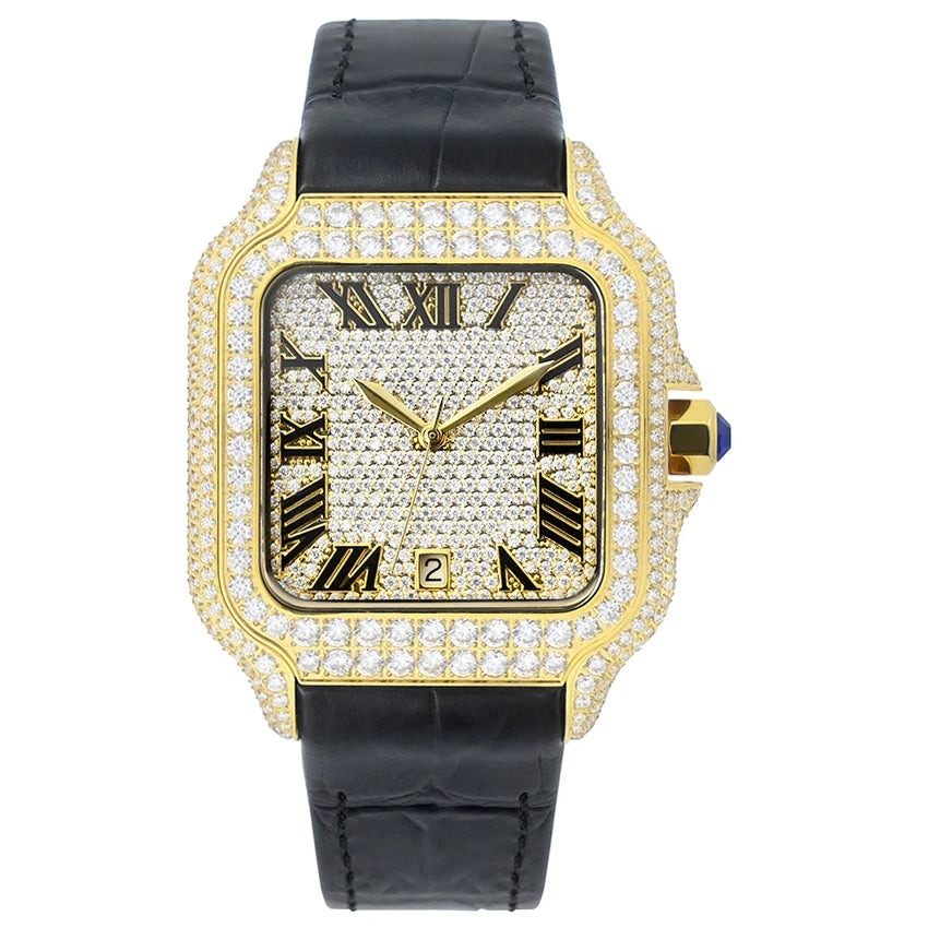 cartier style Moissanite Watch Stainless Steel Mechanical Automatic