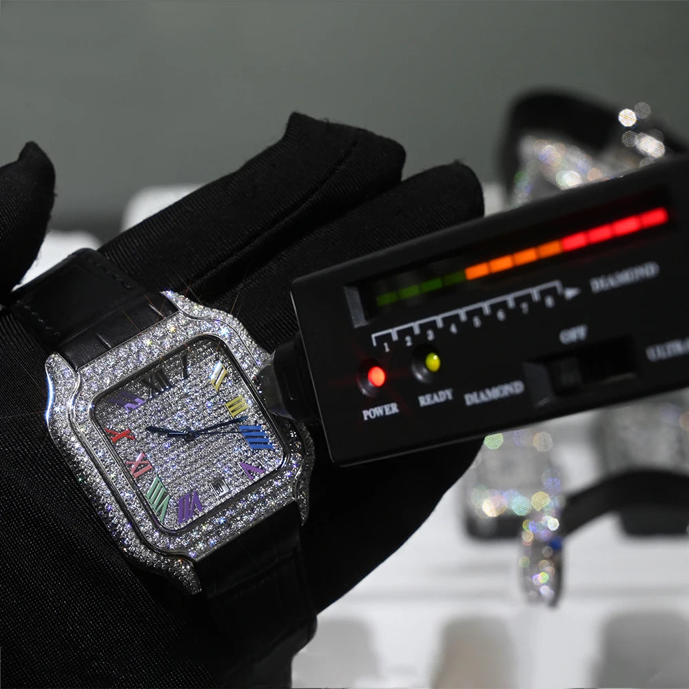 cartier style Moissanite Watch Stainless Steel Mechanical Automatic
