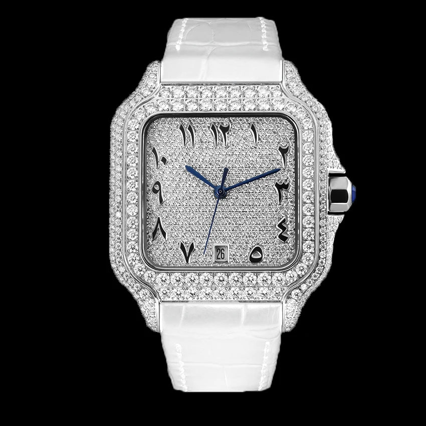 cartier style Moissanite Watch Stainless Steel Mechanical Automatic