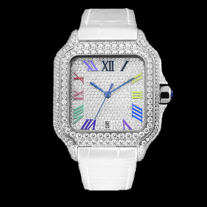 cartier style Moissanite Watch Stainless Steel Mechanical Automatic