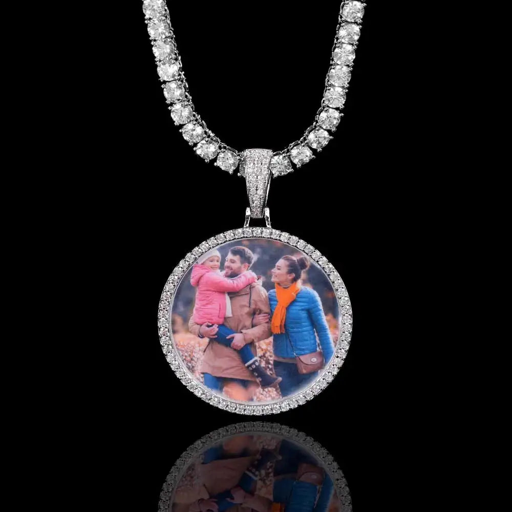 35mm 45mm 68mm custom Circle Photo Pendant Chain