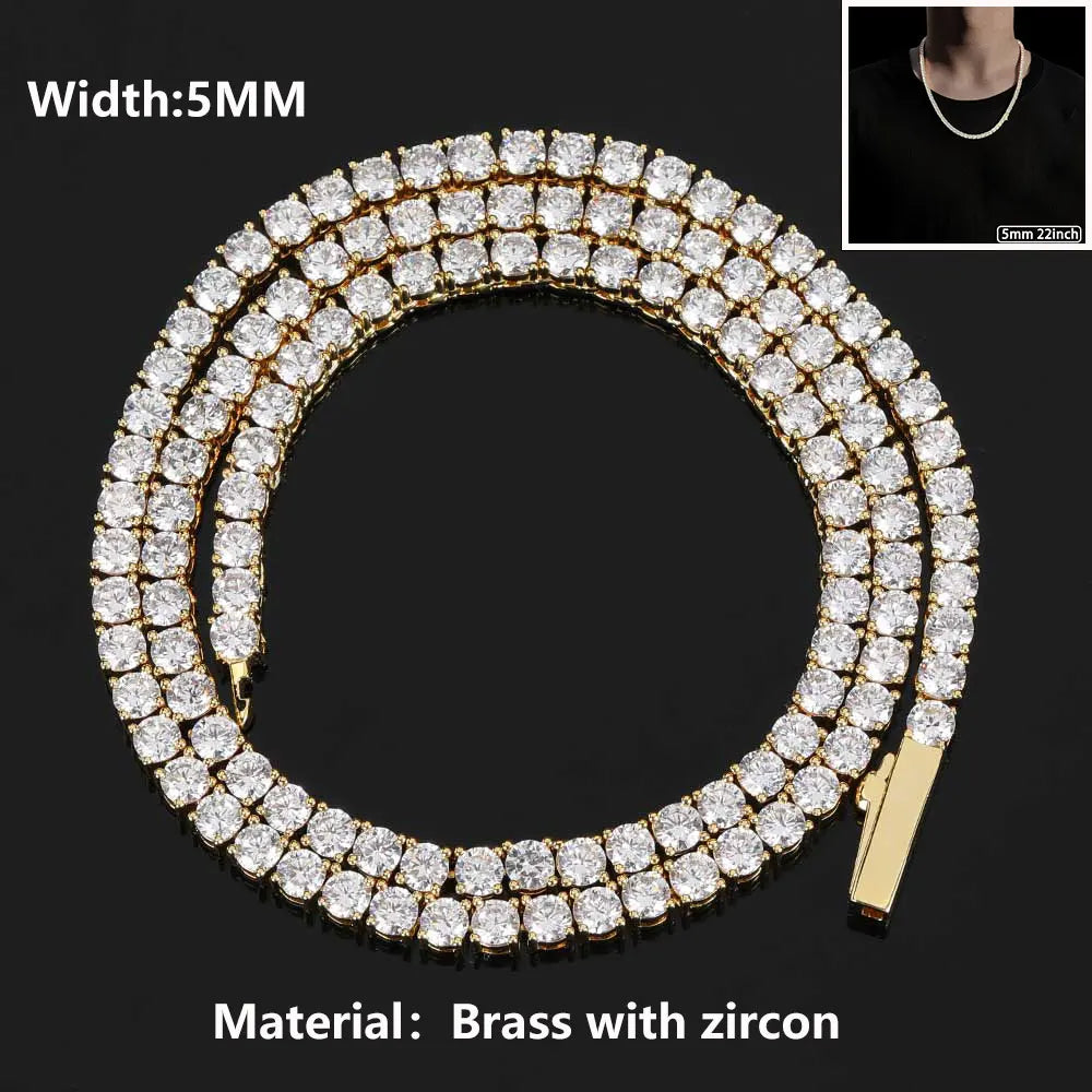 flooded Tennis Chain Iced Out 18k silver & Gold Plated