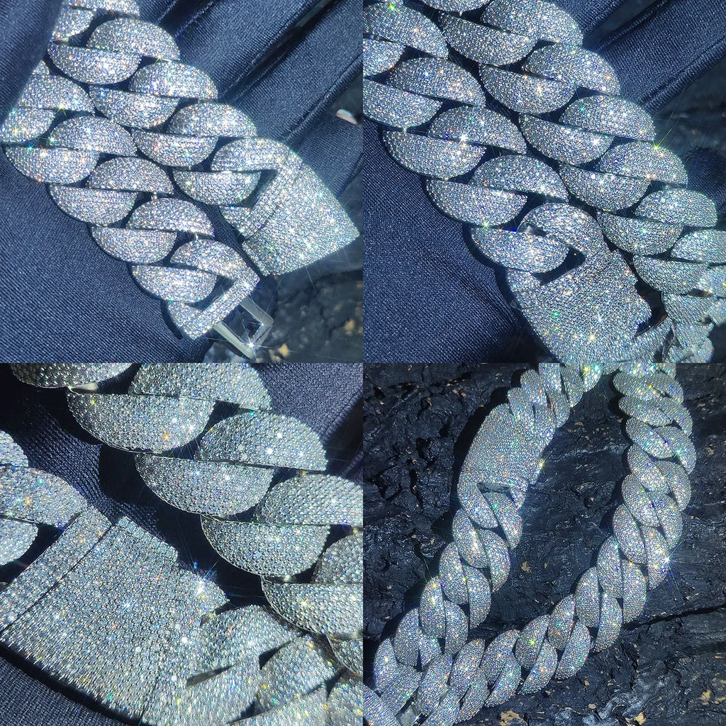 24mm Diamond Chain flooded CZ Silver/Gold Plated