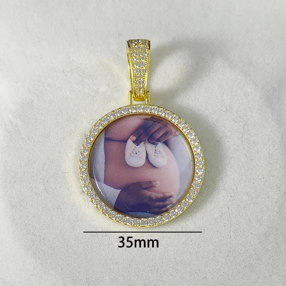 35mm 45mm 68mm custom Circle Photo Pendant Chain