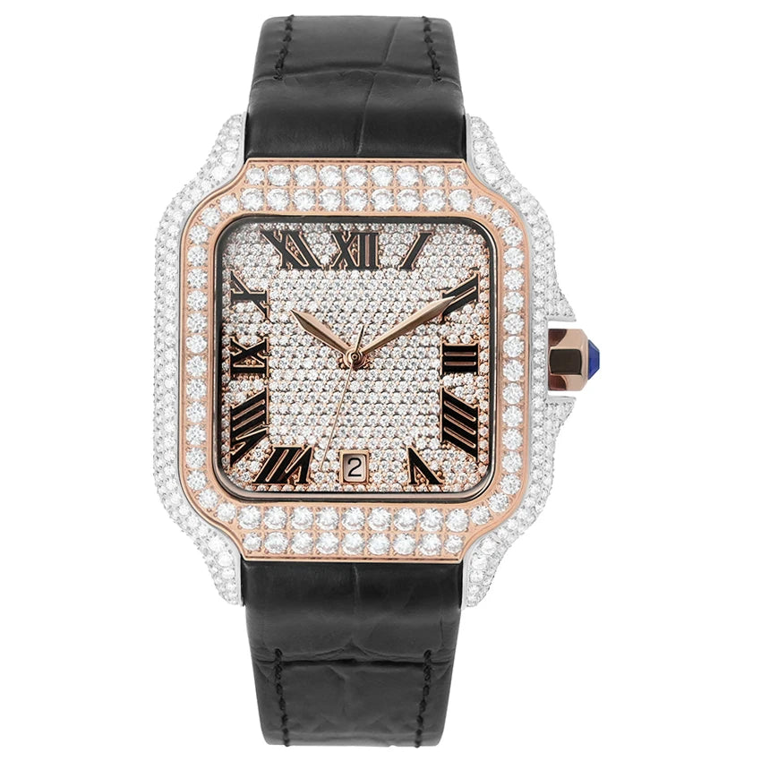 cartier style Moissanite Watch Stainless Steel Mechanical Automatic