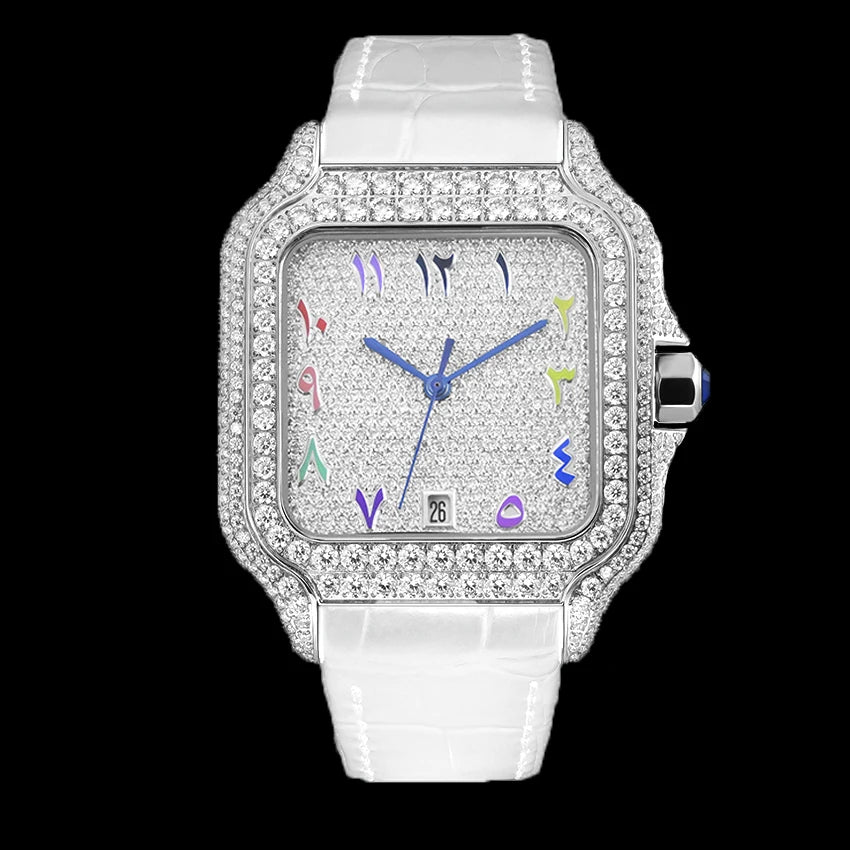 cartier style Moissanite Watch Stainless Steel Mechanical Automatic