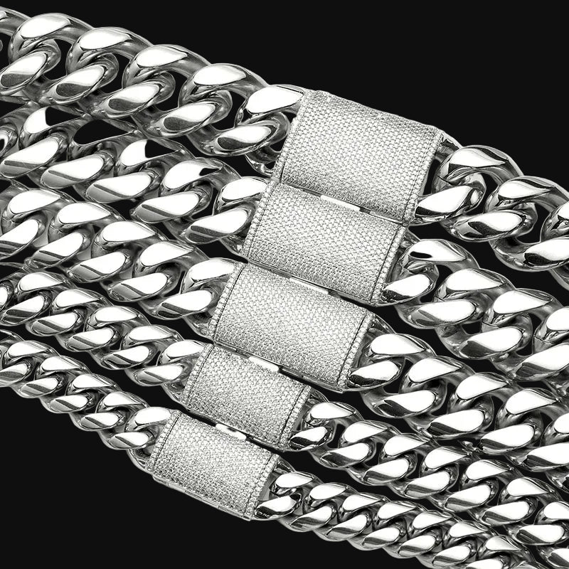 12/14/18/20/22mm Big Heavy Solid Stainless Steel Cuban Miami Link Chain