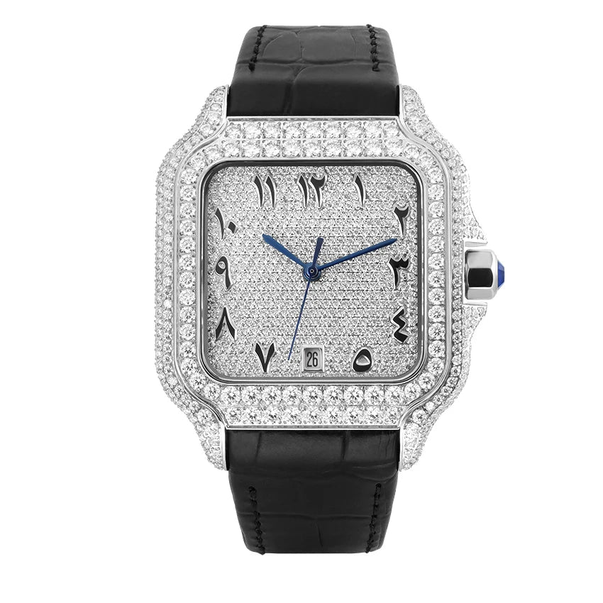 cartier style Moissanite Watch Stainless Steel Mechanical Automatic